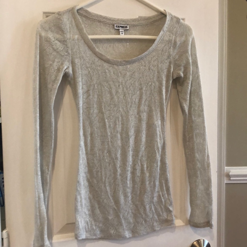 XS Long Sleeve Shimmery Top from Express